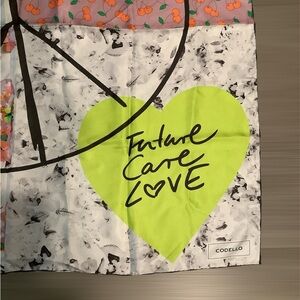 Codello Silk Scarf Hand Rolled Floral Peace Heart “Future Care Love” 34x34